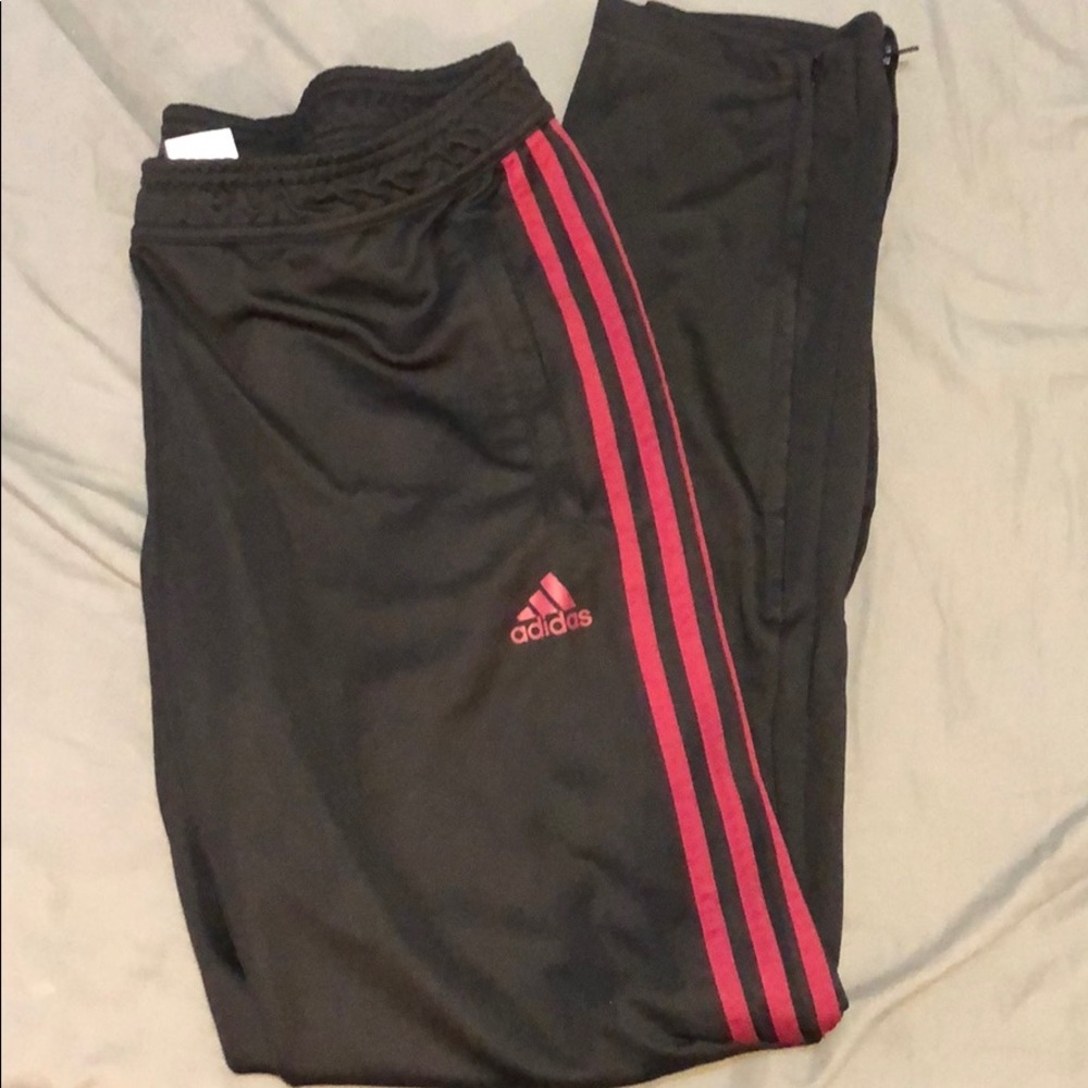 Burgundy adidas sweat pants